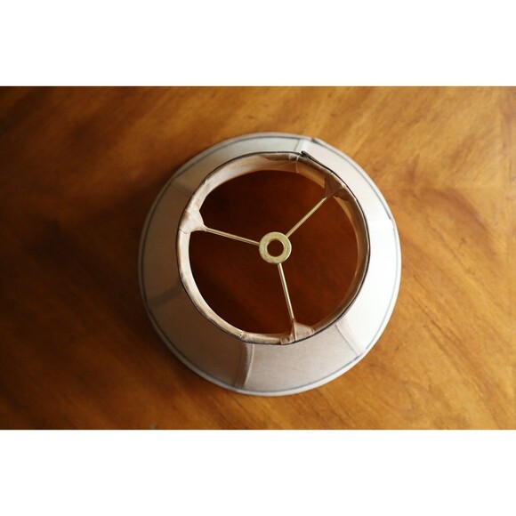 Vintage Tan Silky Fabric Lampshade 8.5" Tall Round Bell Shape 6 Panels - Picture 4 of 16